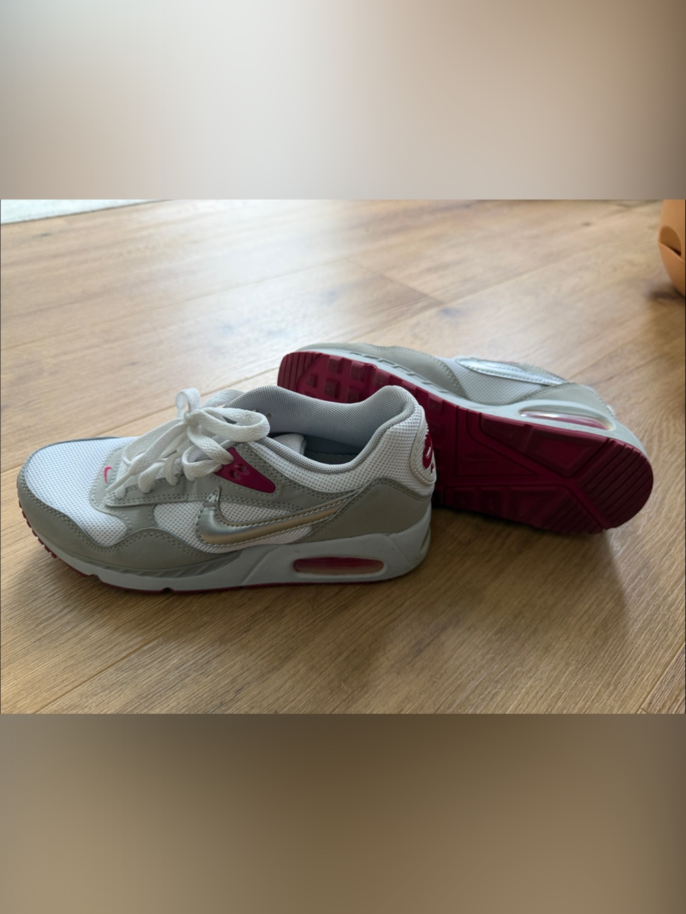 Nike White and Pink Retro Running Shoes
